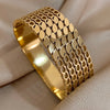 Stainless Steel Zircon Creative Bangles Bracelets For Women Bowknot Leaf Twist Wristband Wide Jewelry - Image 12