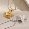 316L Stainless Steel Zircon Star Pendant Necklace Gold Plated Jewelry Women's Necklace - Image 5