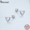 Silver Mini Heart Stud Earrings Platinum Plated Simple Glossy Earrings for Women Sweet Jewelry Gift - Image 5