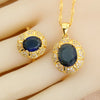 Classic Gold Plated Bridal Jewelry Sets for Women Blue Crystal Club Earrings Necklace Pendant Ring Wedding Gift - Image 4