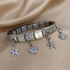 Inlaid Zircon Starfish Turtle Pendant Stainless Steel Cuff Bracelet Bangle For Women Elastic Adjustable Jewelry - Image 13