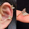Adjustable Ear Cuff No Piercing with Cubic Zirconia Butterfly and Flower Designs - Image 33