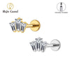 Titanium 16G Triple Baguette CZ Crown Monroe Labret Stud Cartilage Helix Conch Stud Earlobe Piercing - Image 1