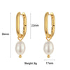 Jewelry Stainless Steel Gold Plated U Shape Freshwater Pearl Charm Hoop Ring Earring For Woman - Image 7