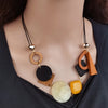 Vintage Wooden Geometric Pendant Necklace with Collar Handmade Ethnic Statement Bib Necklaces for Women Neck Jewelry - Image 9