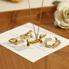 Stainless Steel Cute Puppy Pendant Necklace for Women Gold Plated Hoop Earrings Open Ring Jewelry Set - Image 4