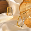 Two Tone Circle Hoop Earring for Women, Hammered Stainless Steel Women's Mini Huggie Earrings, Gold Plated Small Hoops - Image 5