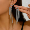 2 Curved Women's Pendant Earrings, Elegant Rhinestone Tassel Long Earrings, Jewelry, Date - Image 1