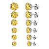 Six-Pair Stainless Steel Stud Earring Set with Cubic Zirconia in Multiple Colors - Image 6