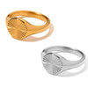 Stainless Steel Rings for Women Gold Color Do Not Fade Wave Rays Texture Signet Dainty Ladies Ring Jewelry - Image 7