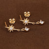 1 Pair Stainless Steel Chain Zircon Star Moon Ear Stud Earrings Gold Plated Cartilage Piercing Earring Women's Jewelry - Image 4