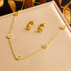 316L Stainless Steel Pearl Butterfly Flower Golden Necklace Earrings For Womens Party Gift Jewelry Set - Image 23
