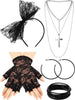 Pesenar 80s Fancy Dress Costume Accessories Lace Headband Earrings Fishnet Gloves Necklace Bracelet for 80s Retro Party - Image 1