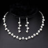 Silver Color Pearl Crystal Bridal Jewelry Sets Wave Shape Choker Necklace Earrings Sets for Women Wedding Jewelry Sets - Image 7