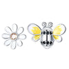 Silver Double stirrup Bee firefly zircon zircon Earrings for Women Jewelry Wedding Birthday mom Gift - Image 7