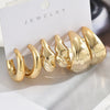 6Pcs Vintage Classic Geometry Glossy Ccb Gold Plated C Shape Hoop Earrings Set for Women Waterdrop Earing Jewelry - Image 1