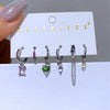 6pcs Cubic Zircon Crystal Pendant Dangle Earrings Set for Women Platinum Plated Party Gift Jewelry - Image 5