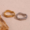 Beat Pattern Wave Plain Ring Gold Plated Women's Rings 316L Stainless Steel Accessories - Image 10