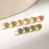 Paved Cubic Zirconia Round Stud Earrings For Women Multicolor Crystal Ear Studs Light Wedding Party Jewelry Gifts - Image 1
