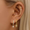 Three-Piece Rhombus Pendant Hoop Earring Set in Gold-Tone or Silver-Tone - Image 2