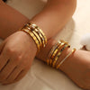 Minimalist Highlight Gold Plated Geometric Bangles Glossy Stainless Steel Bangle For Women Gifts - Image 3