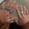 12Pcs/set Vintage Y2K Punk Carved Texture Rings for Women Men Hip-hop Stainless Steel Adjustable Open Ring Jewelry Party Gifts - Image 2