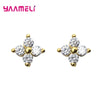 Silver Color Clover Stud Earrings Bright Zircon Earrings For Women Girl Jewelry - Image 7
