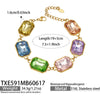 Chunky CZ Necklaces Bracelets Big Square Multi Color Zircon Necklace Bracelet Gold Plated Stainless Steel Statement Jewelry - Image 7