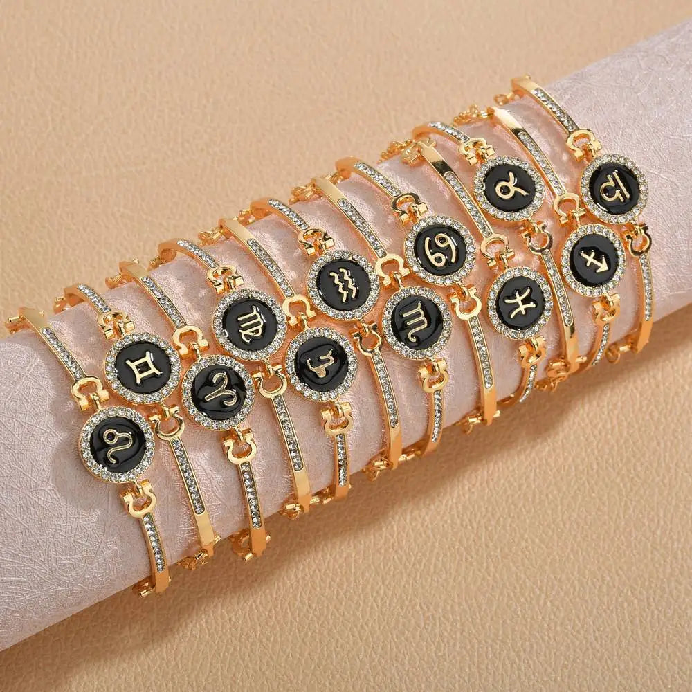 Classic 12 Constellation Bracelet Adjustable Bling Bling Rhinestone Astrology Zodiac Sign Bracelet For Women Girls Gifts - Image 1