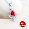 Silver Red Zircon Bridal Jewelry Sets Wedding Stones Bracelets Earrings Rings Pendant Necklace Set For Women - Image 5