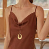 Stainless Steel Delicate Hollow Arc Circle Geometric Pendant Necklace Female Minimalist Commuter Long Necklace - Image 1