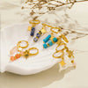 Asymmetric Stone and Eight Pointed Star Combination Pendant Earrings for Women, Stainless Steel Hoop Jewelry - Image 4