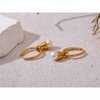 Removable Stainless Steel Geometric Imitation Pearls Drop Hoop Earrings Gold Color Elegant Daily Jewelry for Women - Image 3
