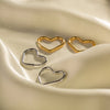 Stainless Steel Heart Hoop Earrings in Gold-Tone or Silver-Tone - Image 2