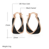 Black Enamel Hoop Earrings For Women Rose Gold Color Girl Party Accessories Wedding Eardrop Jewelry - Image 2