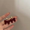 Vintage Black Flocking Bowknot Earrings Geometric Cute Bowknot Stud Earrings for Women Y2K Elegent Jewelry Accessories - Image 8
