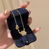 French Retro Gold Color Double Rose Flowers Design Inlaid with Full Zircon Necklaces Bracelets Rings Jewelry Sets For Women - Image 7