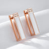 Rose Gold Color White Enamel Drop Earrings For Women Girl Wedding Party Zircon Eardrop Jewelry - Image 3
