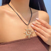 Creative Adjustable Leather Wax Thread Chain Necklace for Women Goth Metal Spiral Sunflower Pendant Choker Jewelry Gift - Image 2