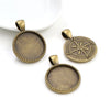 10pcs 20mm Inner Size Antique Silver Plated And Bronze compass Style Cabochon Base Setting Charms Pendant - Image 3