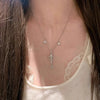Temperament Silver Inlay Zircon Starlight Heart Tassels Iris Flower Key Pendant Necklace for Women Jewelry - Image 4