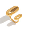 Yori Geometric Oval Gold Peas Stainless Steel Open Ring for Women Daily Jewelry Rust Prevention - Image 7