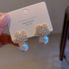 Temperament Sparkle Snowflake Zircon Pearl Stud Earrings for Women Bride Wedding Party Jewelry Accessories Gifts - Image 4