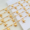 Stainless Steel Link Cable Chain Anklet Gold Color Marine Animal Dolphin.Starfish For Women Beach 21cm(8 2/8") Long, 1 Piece - Image 1