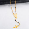 Stainless Steel Cross Pendant Beaded Chain Necklace with Color Options - Image 4
