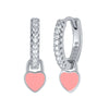 Huggie Silver Ear Needle Enamel Heart Pendant Hoop Earrings Circle Micro Set Zircon Earrings for women Gift - Image 16