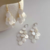 Bohemian White Shell Long Tassel Pendant Earrings For Women Metal Teardrop Geometric Earrings Jewelry Accessories - Image 5