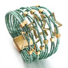 Hollow Star Metal Beads Leather Bracelet Multilayer Glitter Filled Slim Strips Wrap Bracelets Female Jewelry Gifts - Image 2