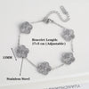 Botanical Plum Blossom Stainless Steel Five-Leaf Flower Adjustable Bracelet Simple For Woman Girls Wedding Party Jewelry Clover - Image 5