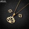 Stainless Steel Lily Flower Necklace Set with Matching Earrings and 45 cm Chain - Image 14